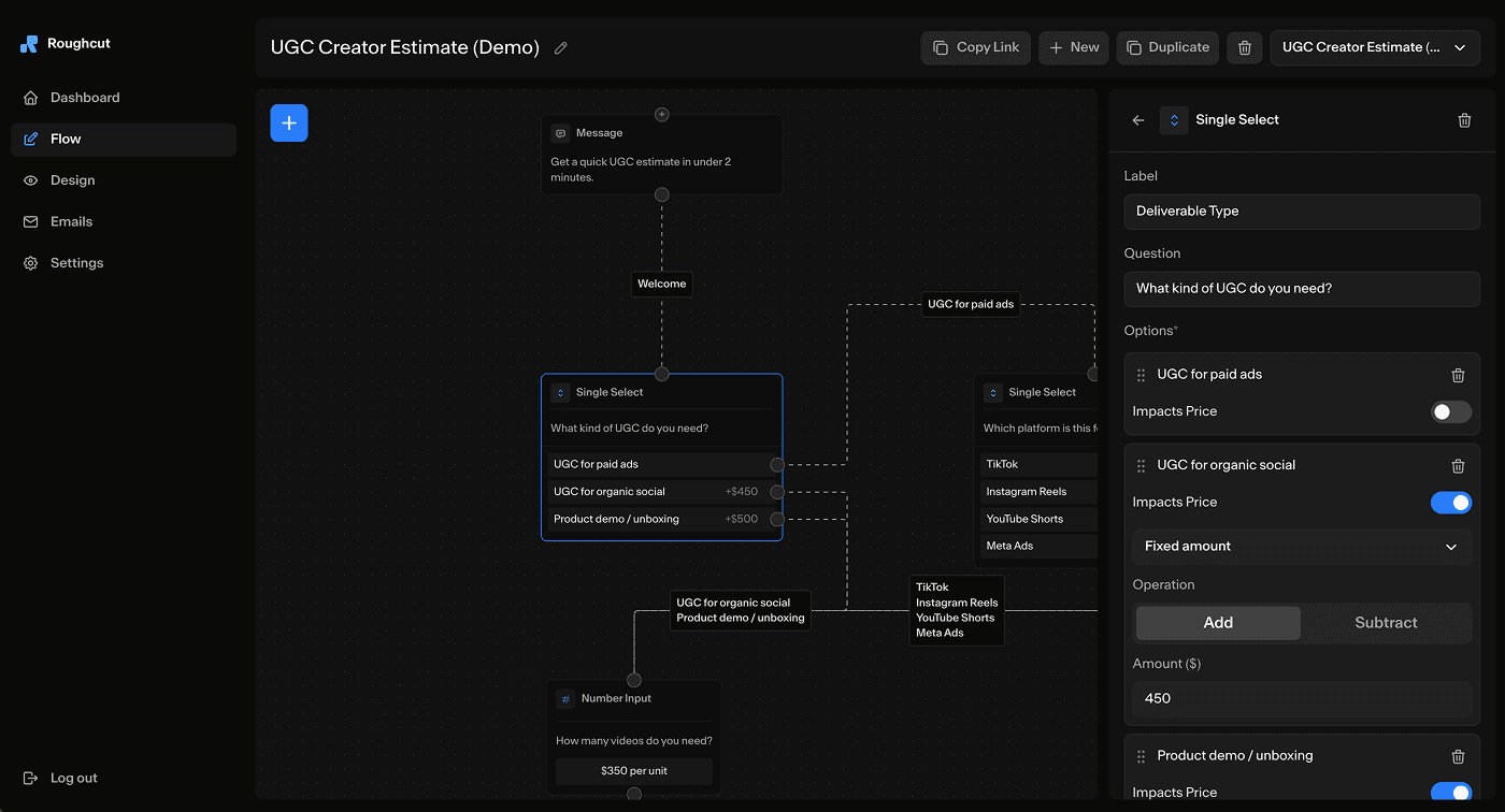 Roughcut flow editor demo
